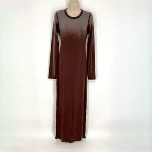 NEW Women's Verona Crew Long Sleeves Maxi Dress *NO BRAND TAG* Size M Chocolate